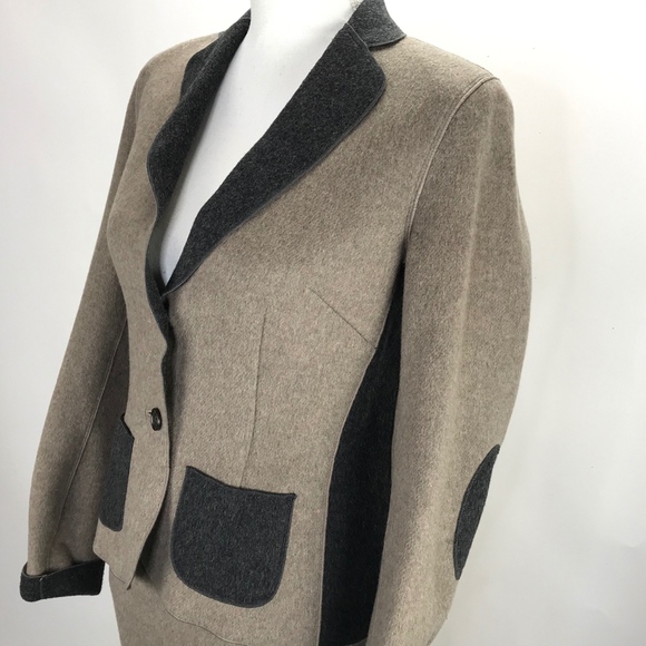 Les Copains Gray Brown Suit 2pc Skirt Career Set - Picture 6 of 7
